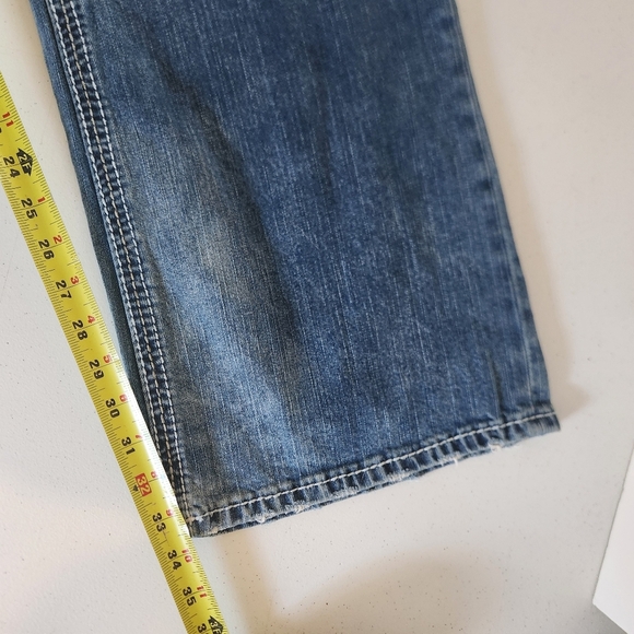 Men's Affliction Jeans Cooper Relaxed Bootcut Size 40x34 Dark Distressed Y2K - Picture 11 of 12